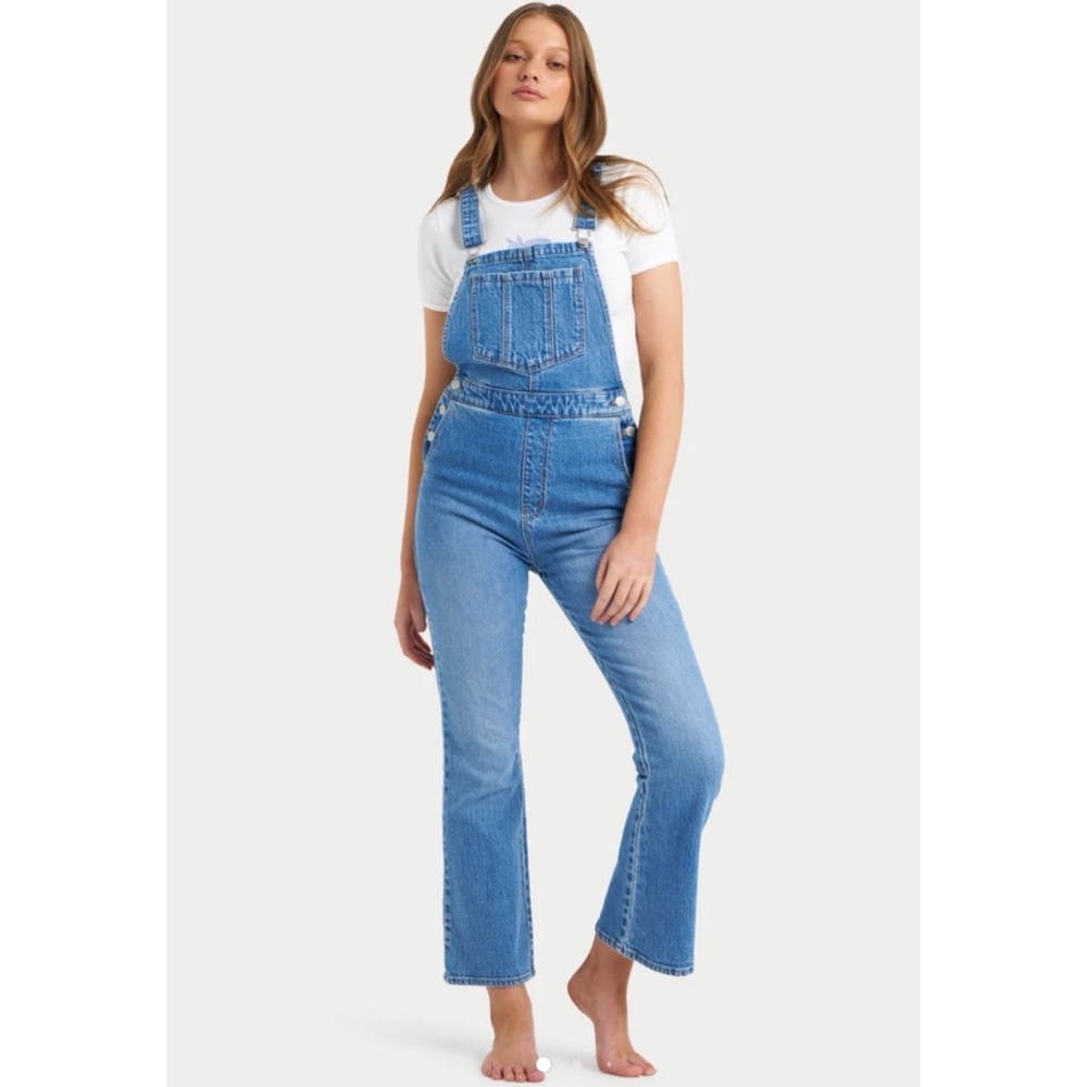 Rollas Dusters Crop Bootcut Overall Eco Salty Blue